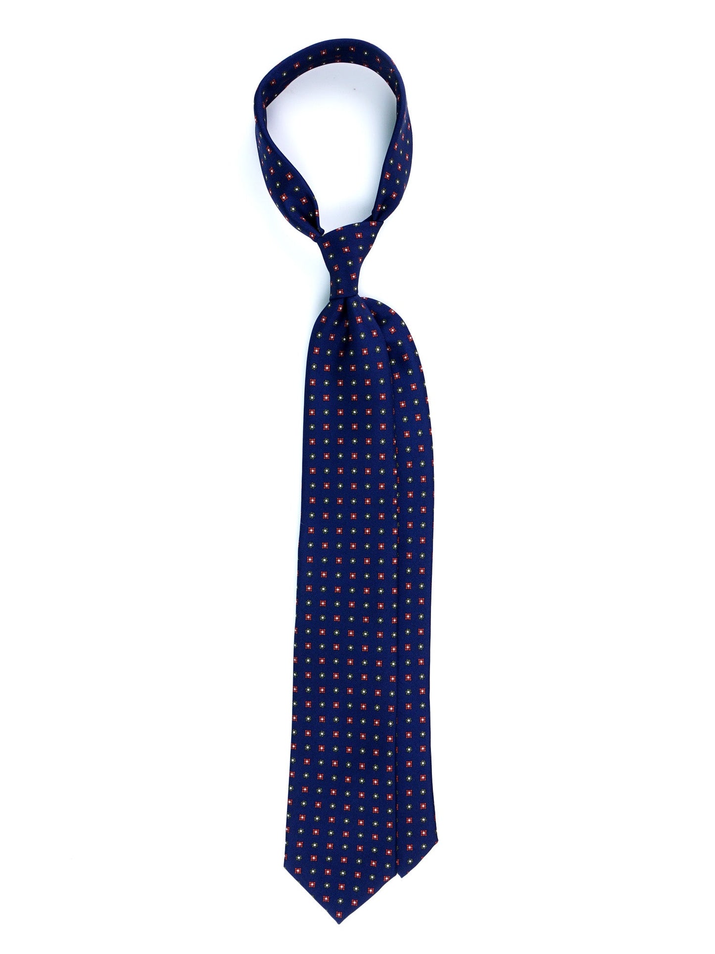 Dark Blue 7 Fold tie NAPOLI in Luxury Printed Silk