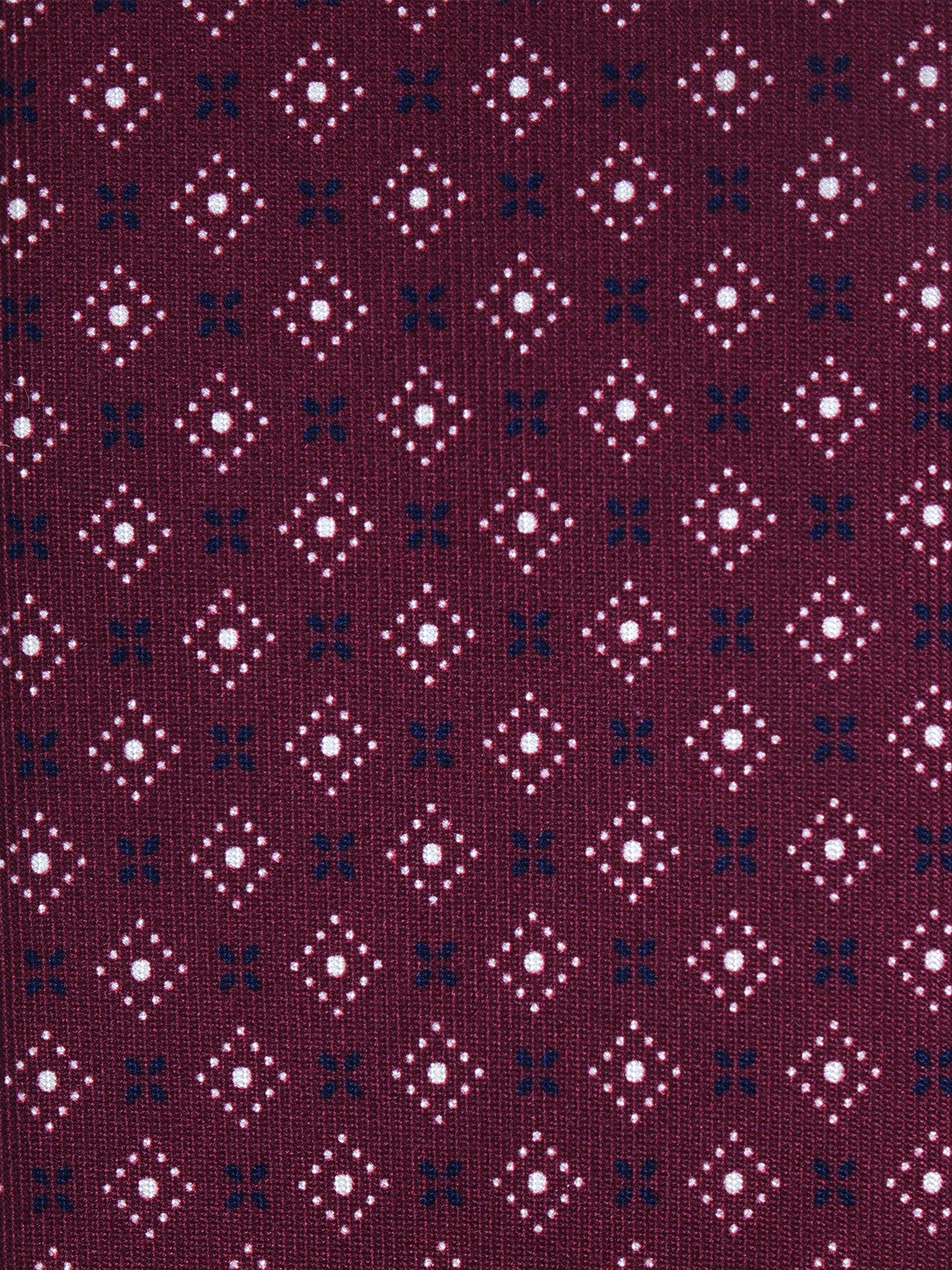Burgundy 7 fold tie PISTOIA in luxury printed silk