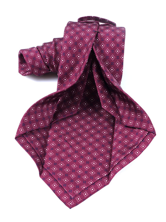 Bordeaux 7 Folds Tie PISTOIA in Luxury Printed Silk
