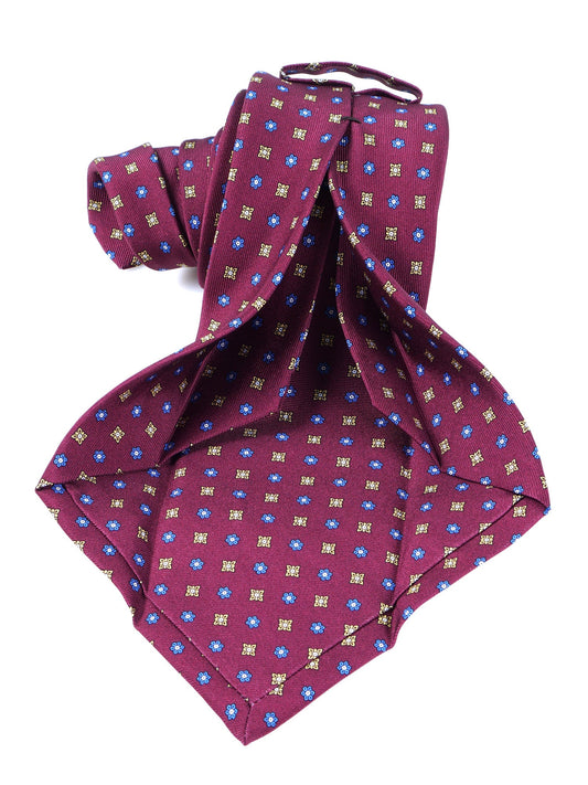 Burgundy 7 fold tie NAPOLI in luxury printed silk