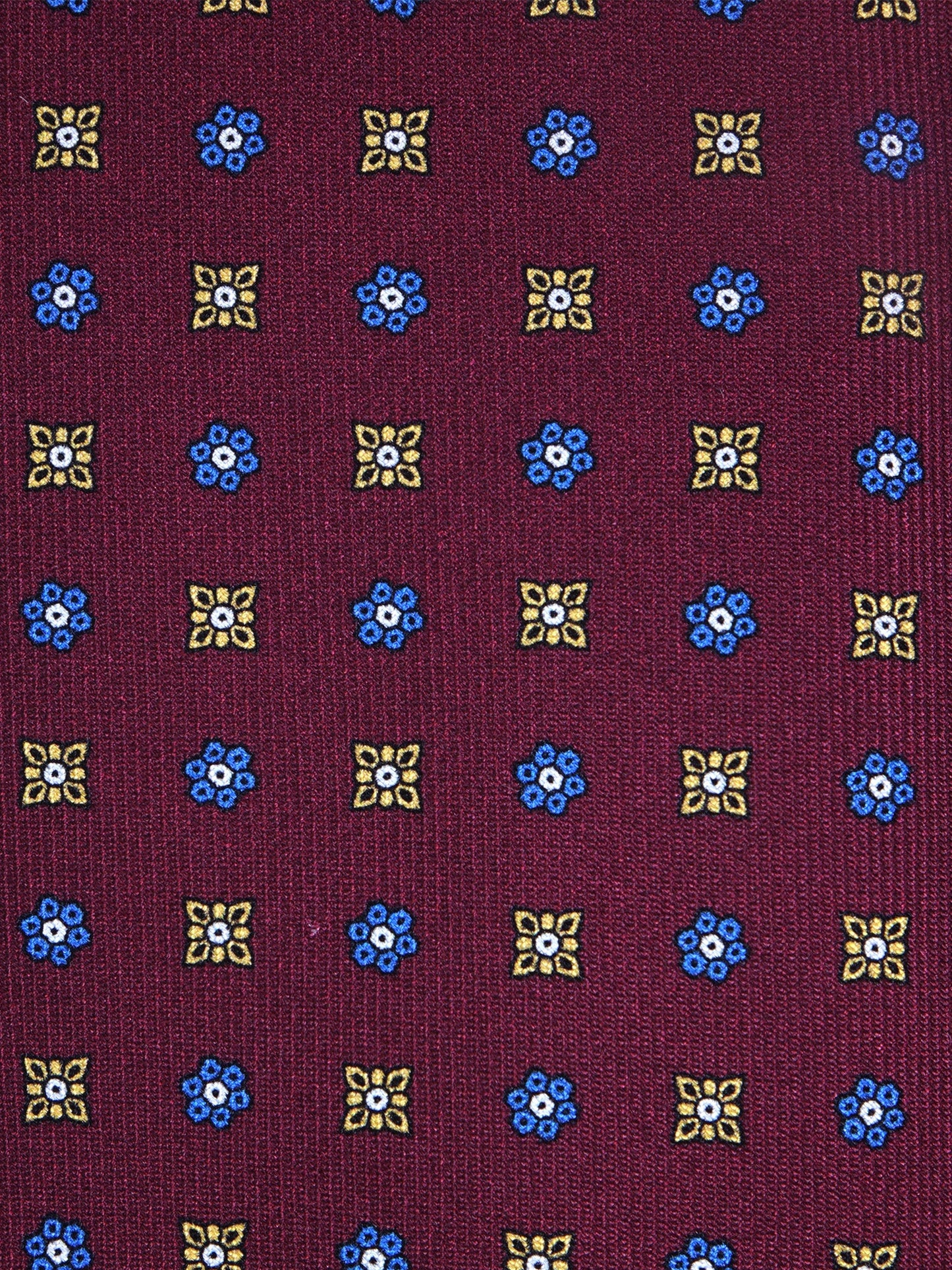 Burgundy 7 fold tie NAPOLI in luxury printed silk