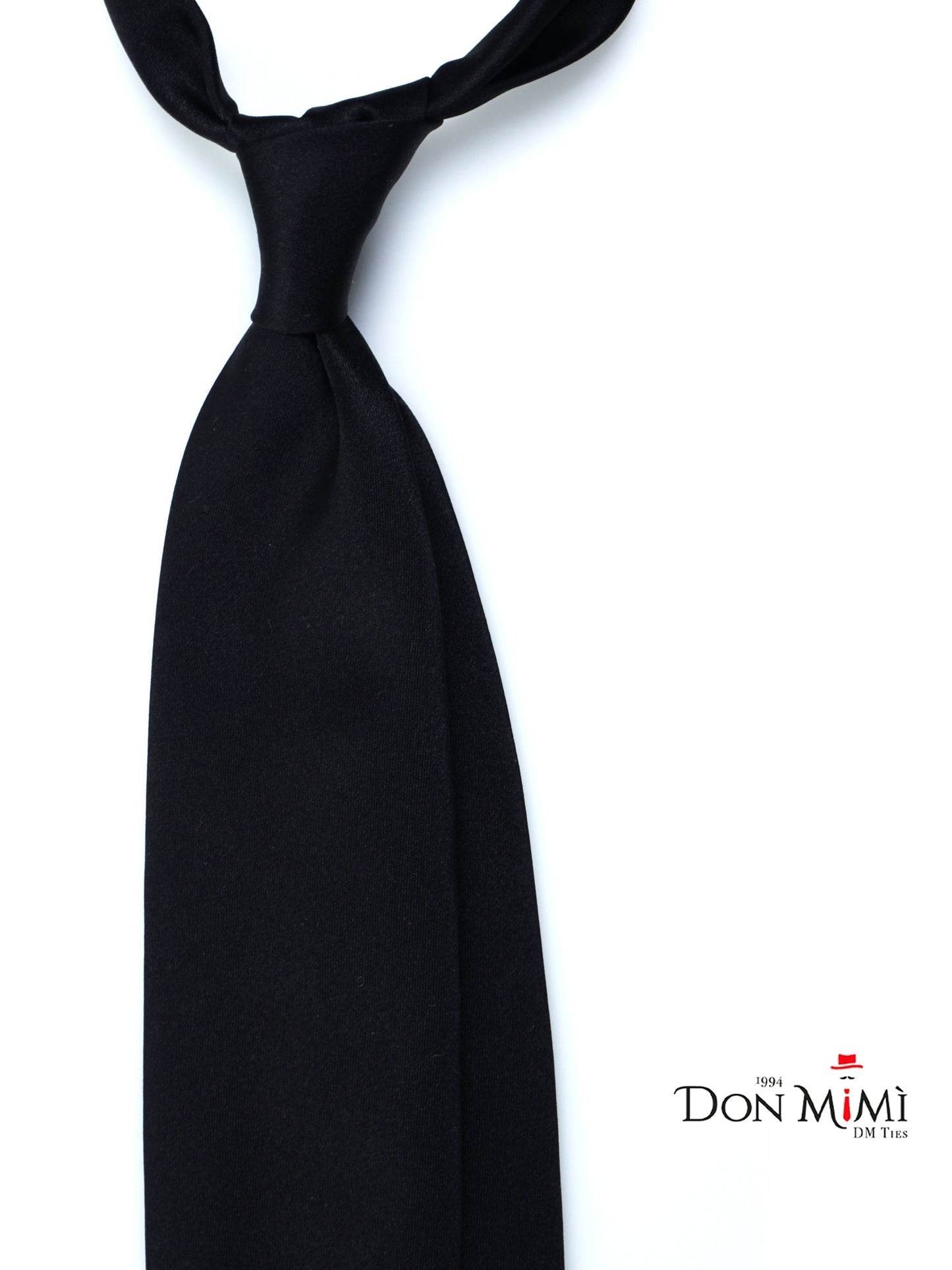 Black 3 Folds AMANTEA Silk Satin Tie