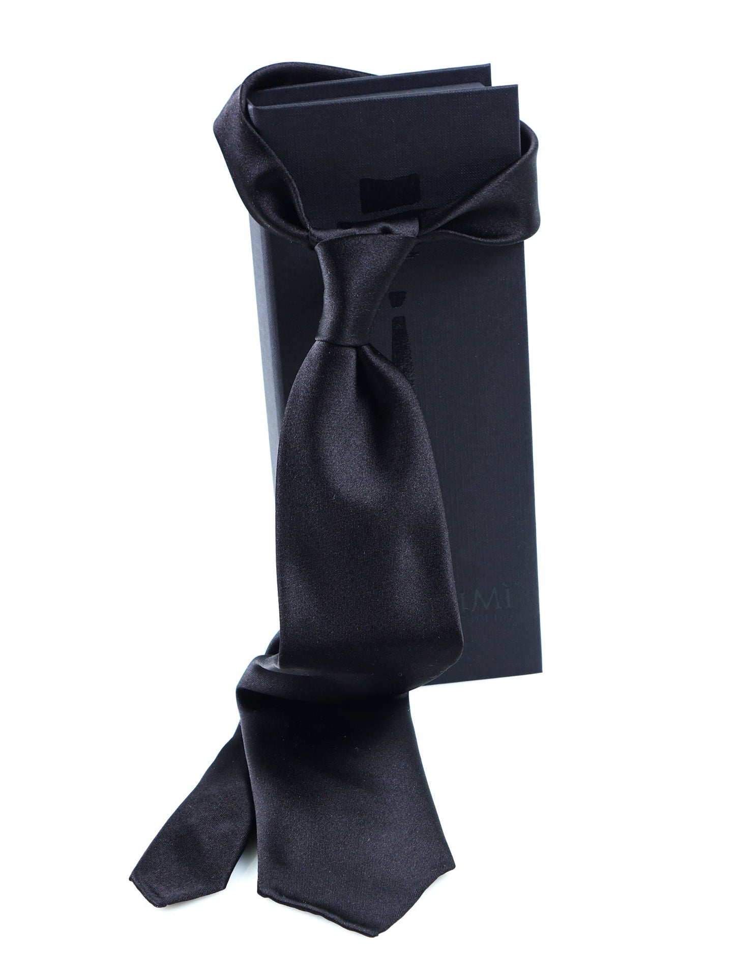 Black 3 Folds AMANTEA Silk Satin Tie