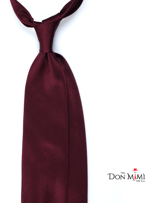 Bordeaux tie with 3 folds AMANTEA in satin silk