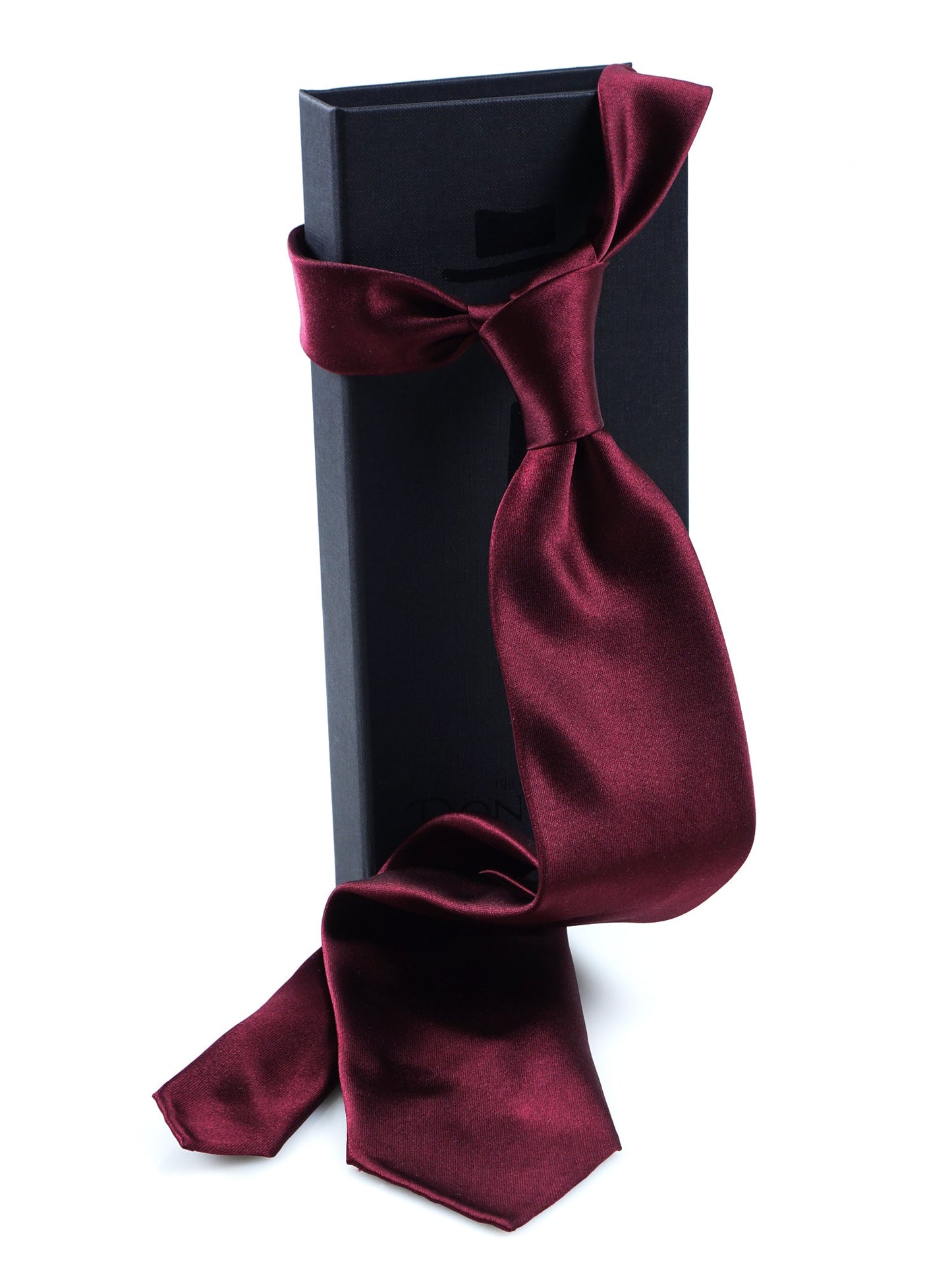 Bordeaux tie with 3 folds AMANTEA in satin silk