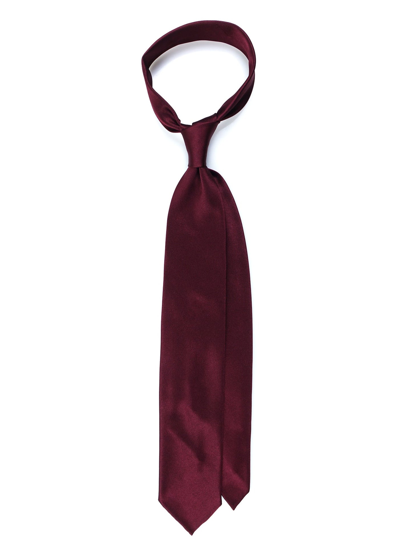 Bordeaux tie with 3 folds AMANTEA in satin silk