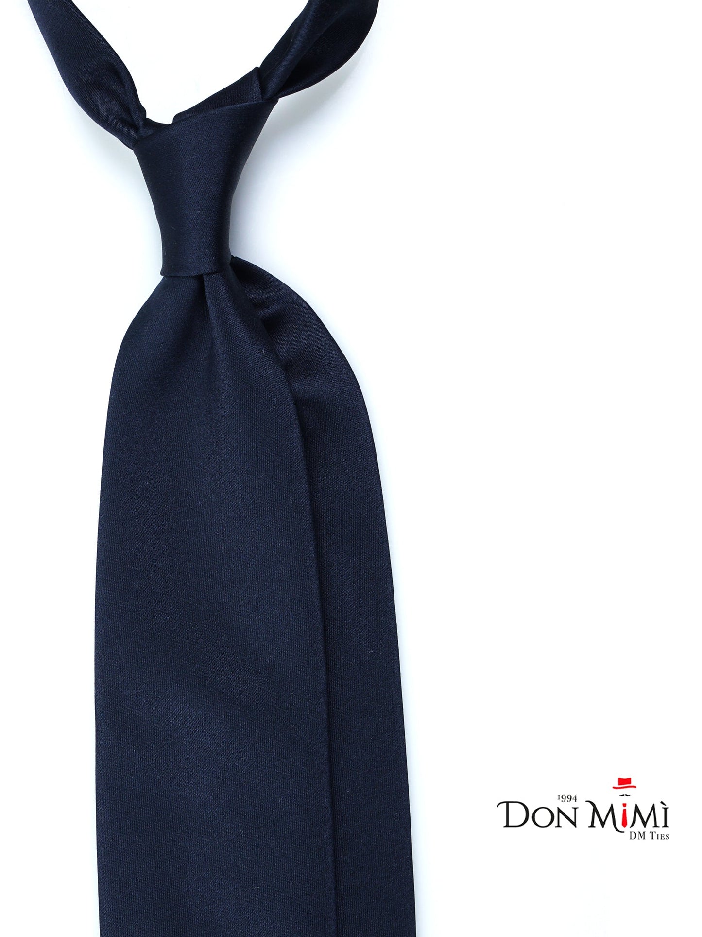 Dark Blue 3 Fold Tie AMANTEA in Satin Silk
