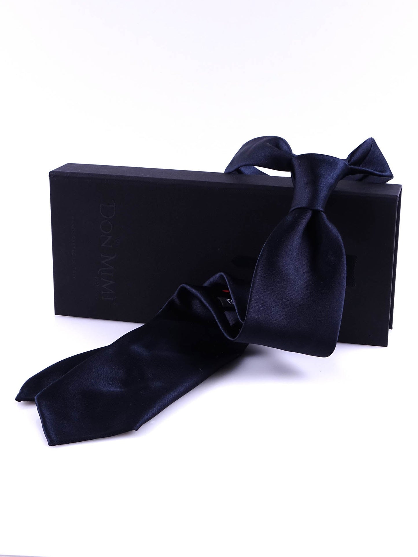 Dark Blue 3 Fold Tie AMANTEA in Satin Silk