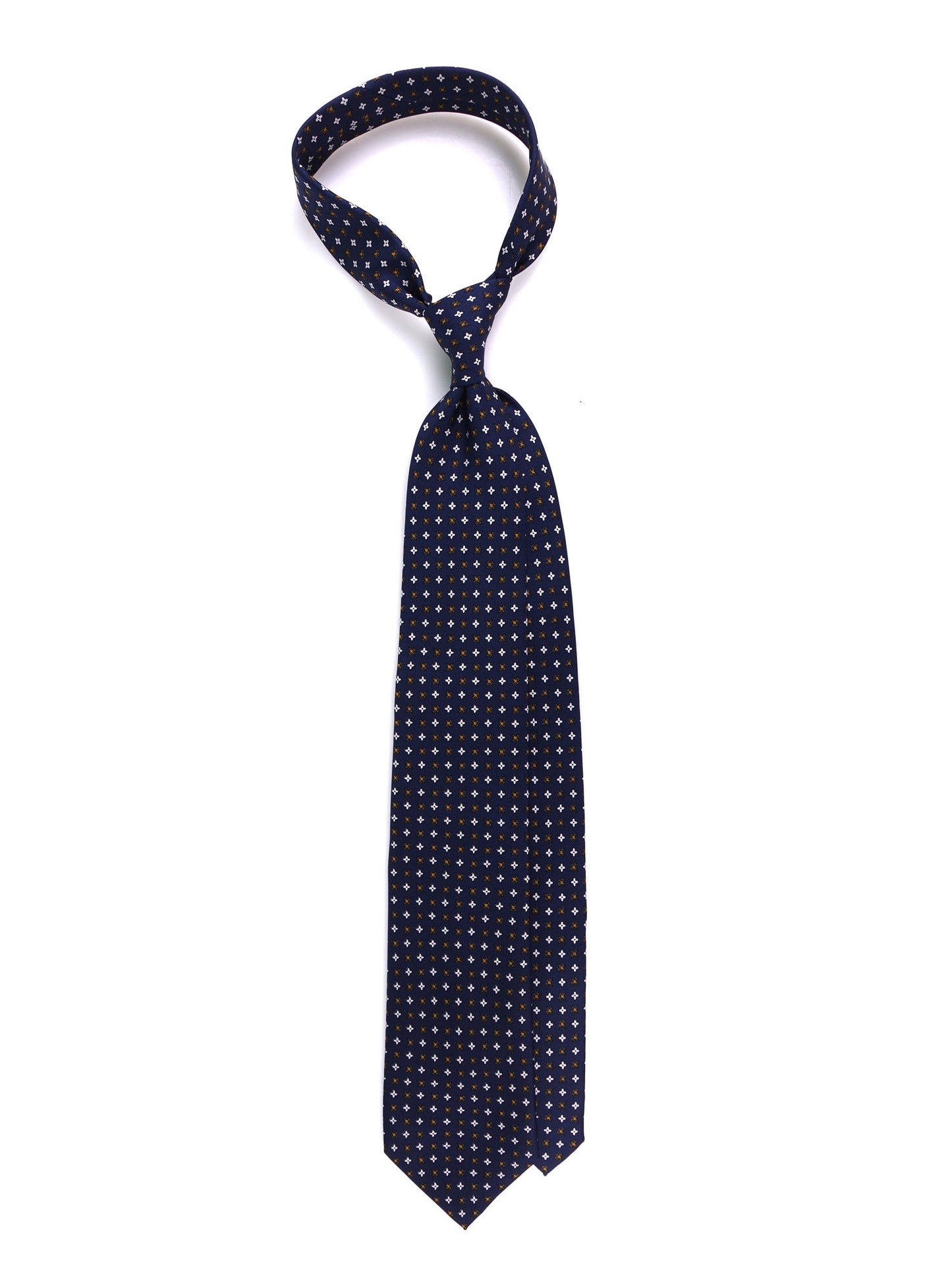 CRIMSON 7 Fold Tie dark blue English printed silk