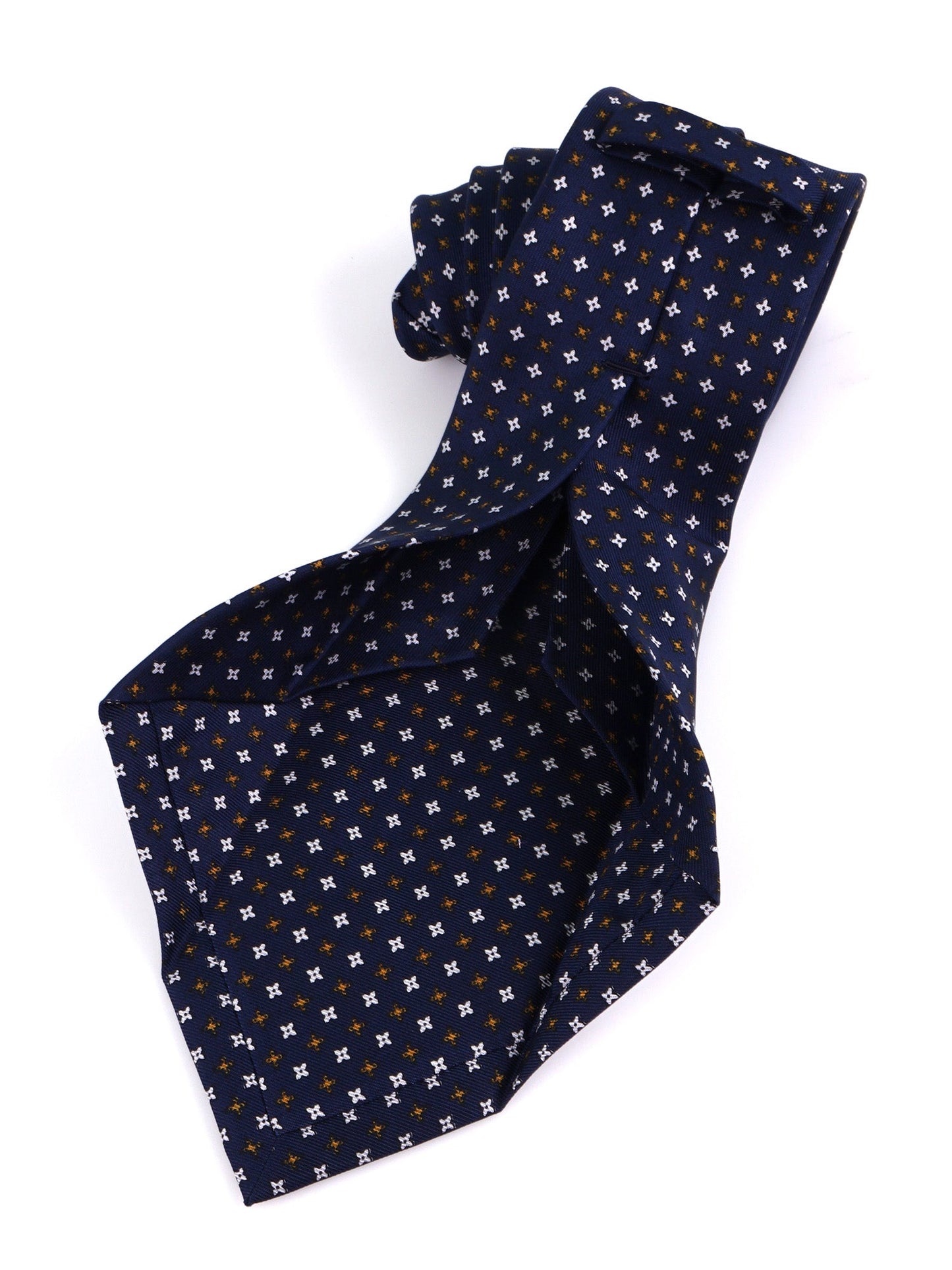 CRIMSON 7 Fold Tie dark blue English printed silk
