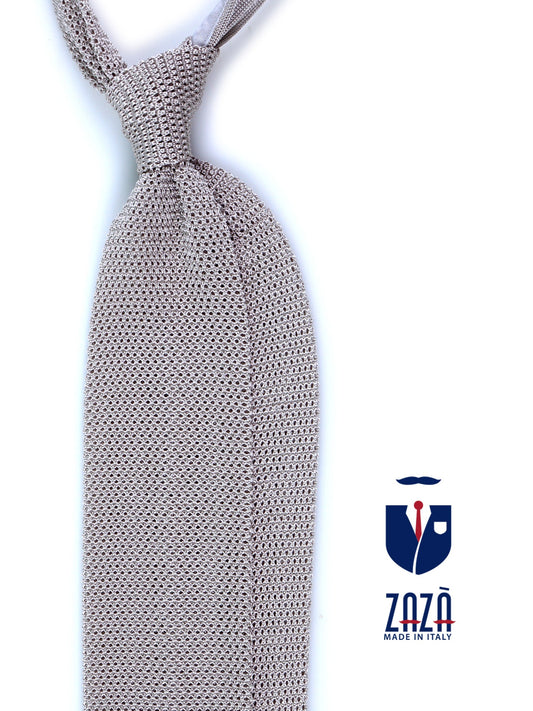 MACCA Pearl Grey Silk Knit Tie