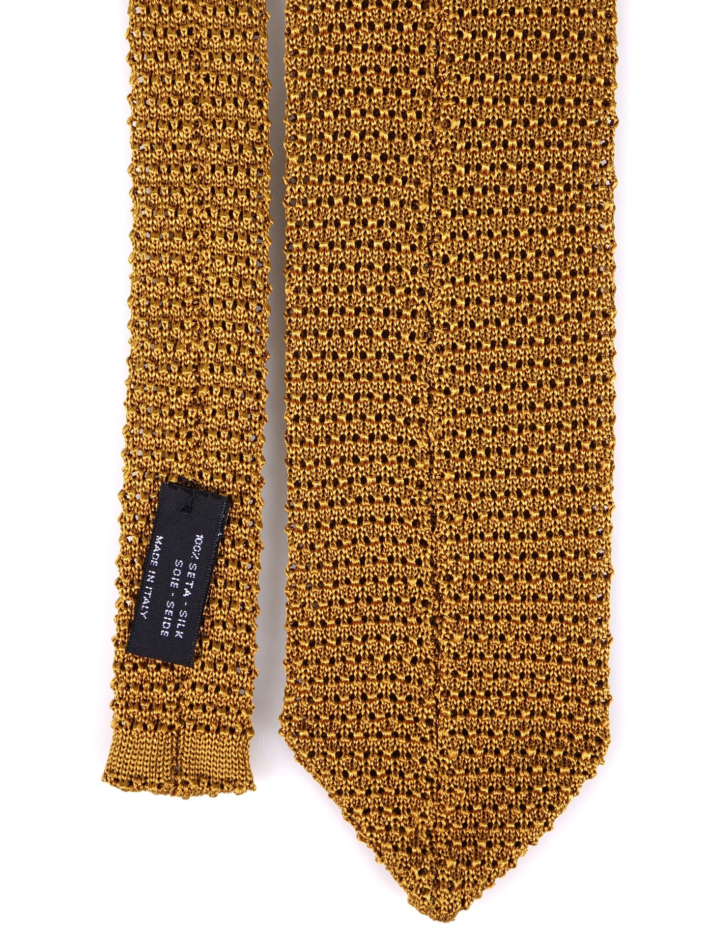 PROCIDA beige silk tricot tie with V-tip