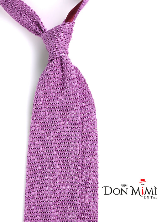 PROCIDA wisteria silk knit tie with V-shaped tip