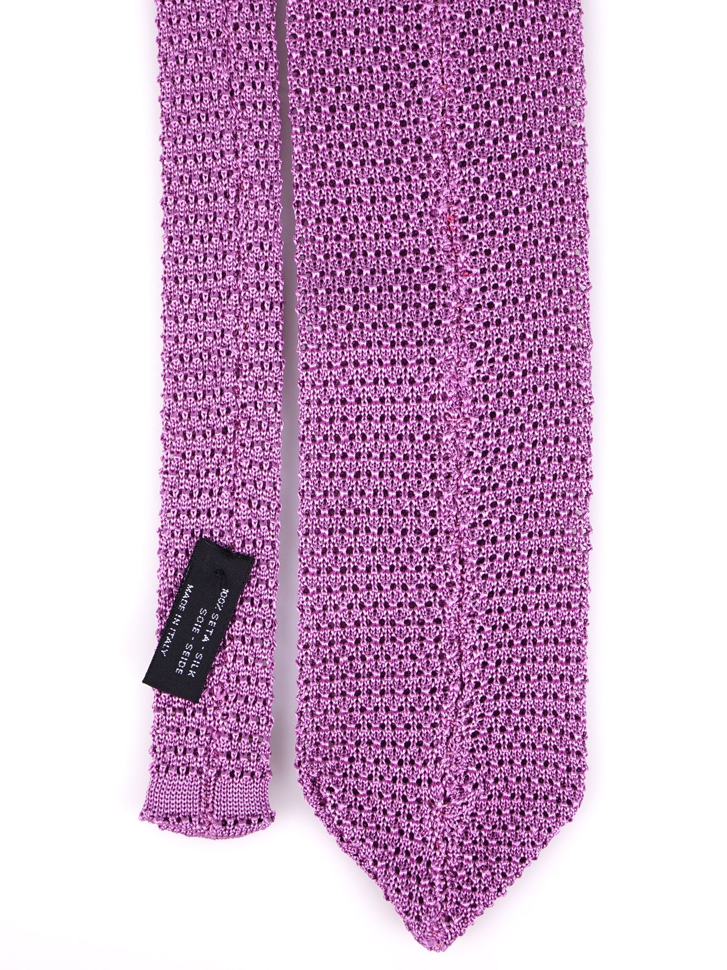 PROCIDA wisteria silk knit tie with V-shaped tip