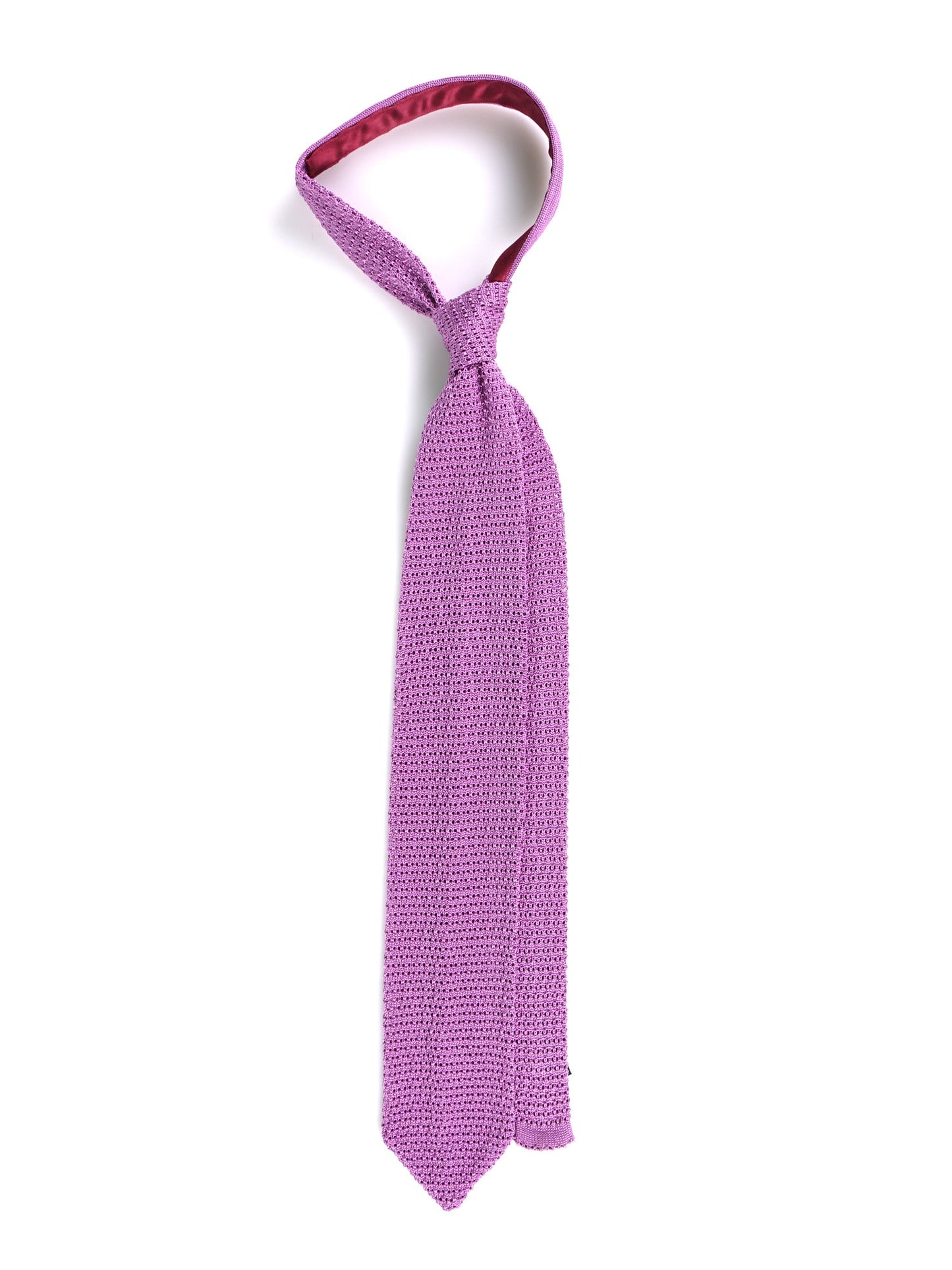 PROCIDA wisteria silk knit tie with V-shaped tip