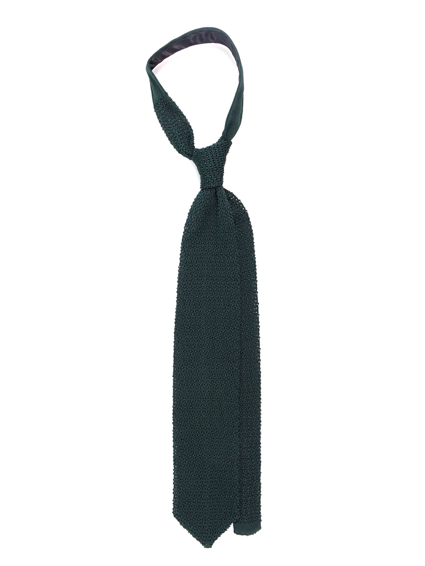 PROCIDA green silk knit tie with V-tip