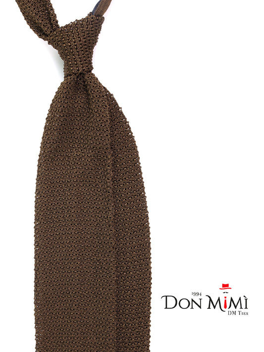 PROCIDA Olive Green Silk Tricot Tie with V-Tip