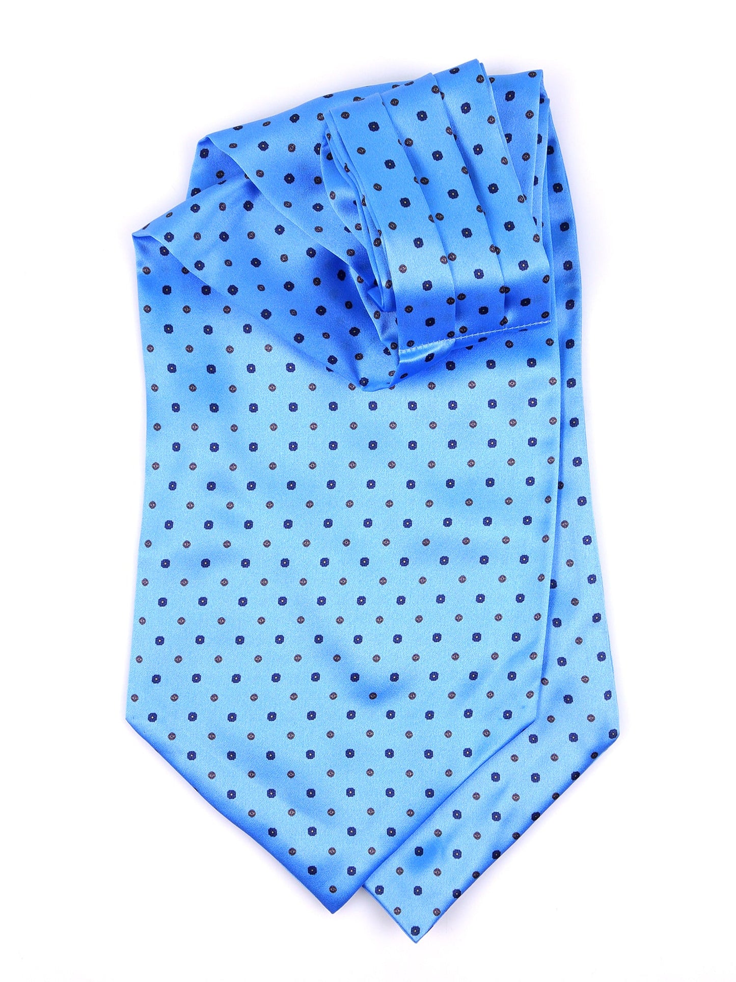 Light blue double-pointed printed silk satin ascot tie DADDY