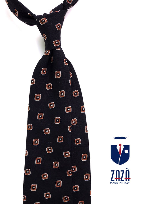 3-fold DAMAGE tie in black silk\wool