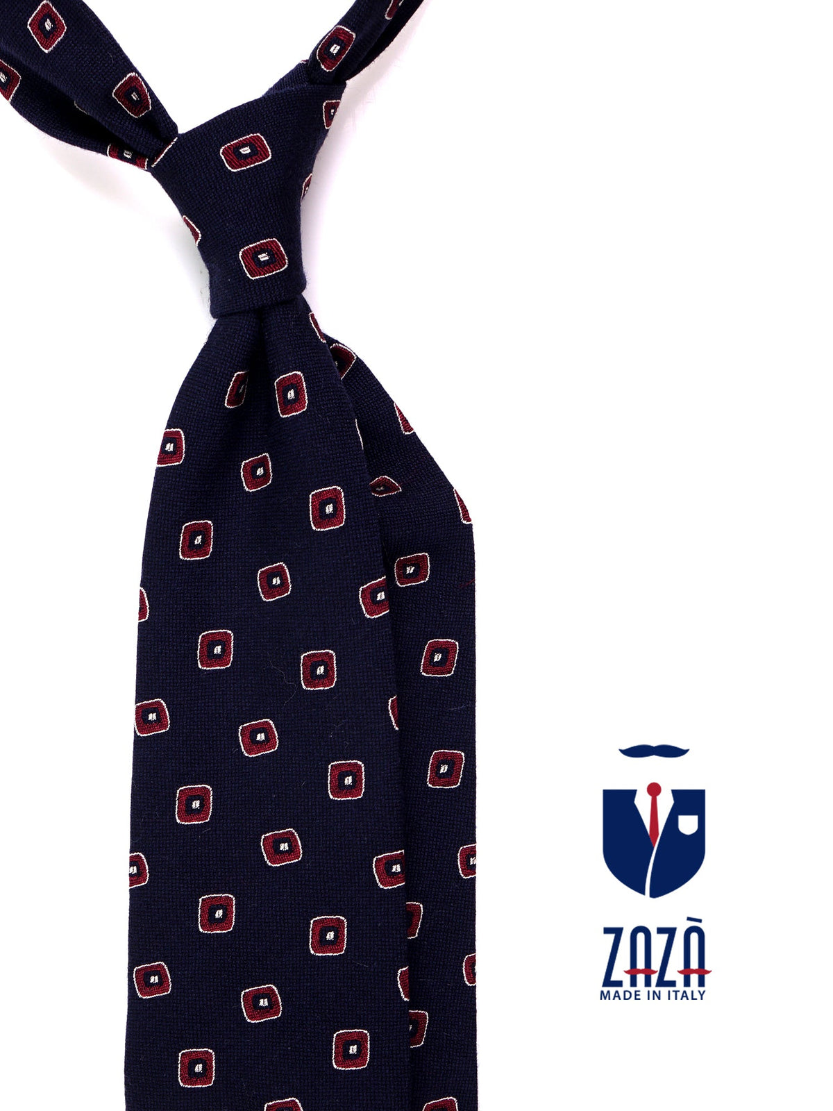 DAMAGE 3-fold tie in navy blue silk\wool