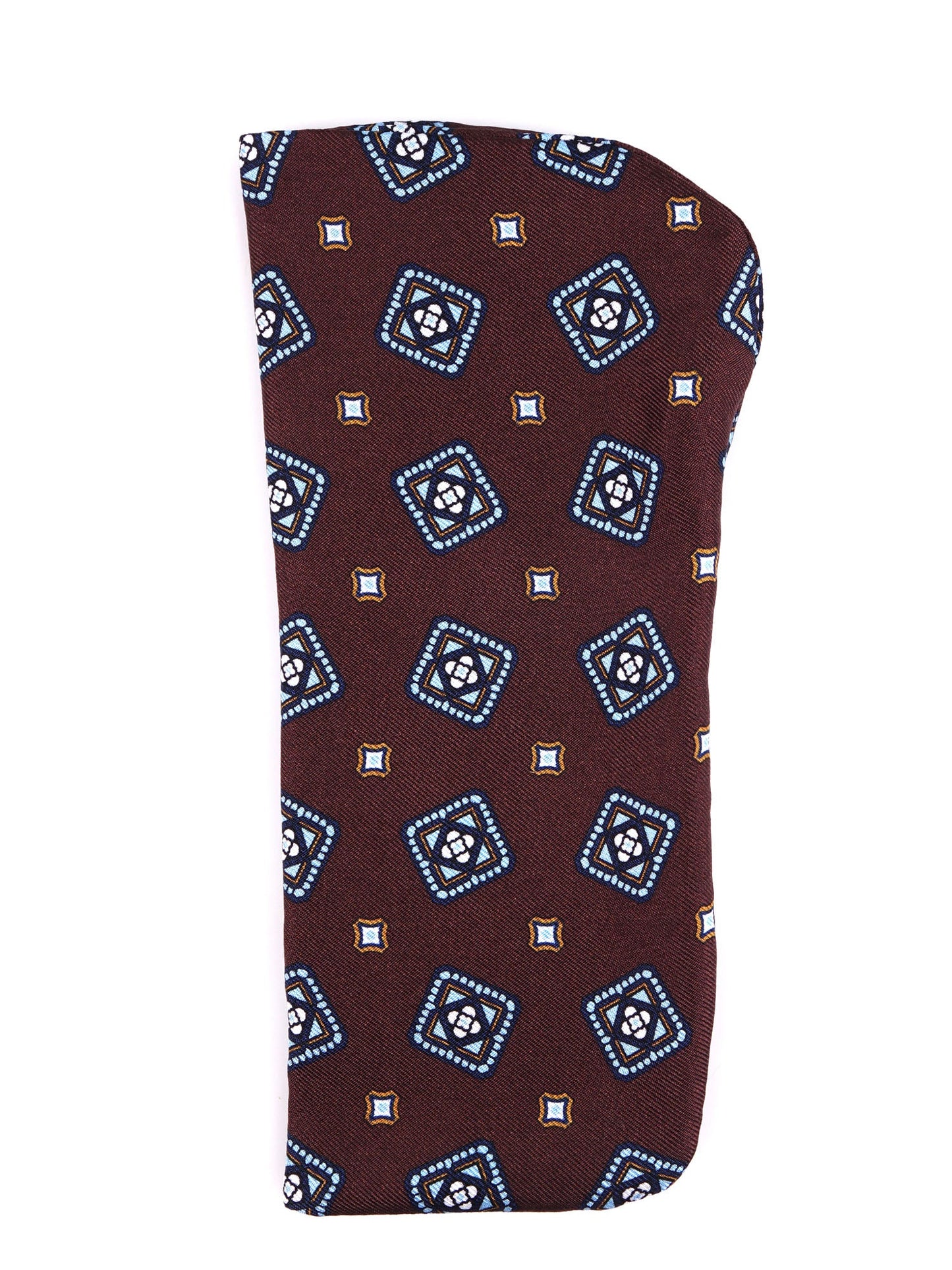 DANIELA brown glasses case in English printed silk