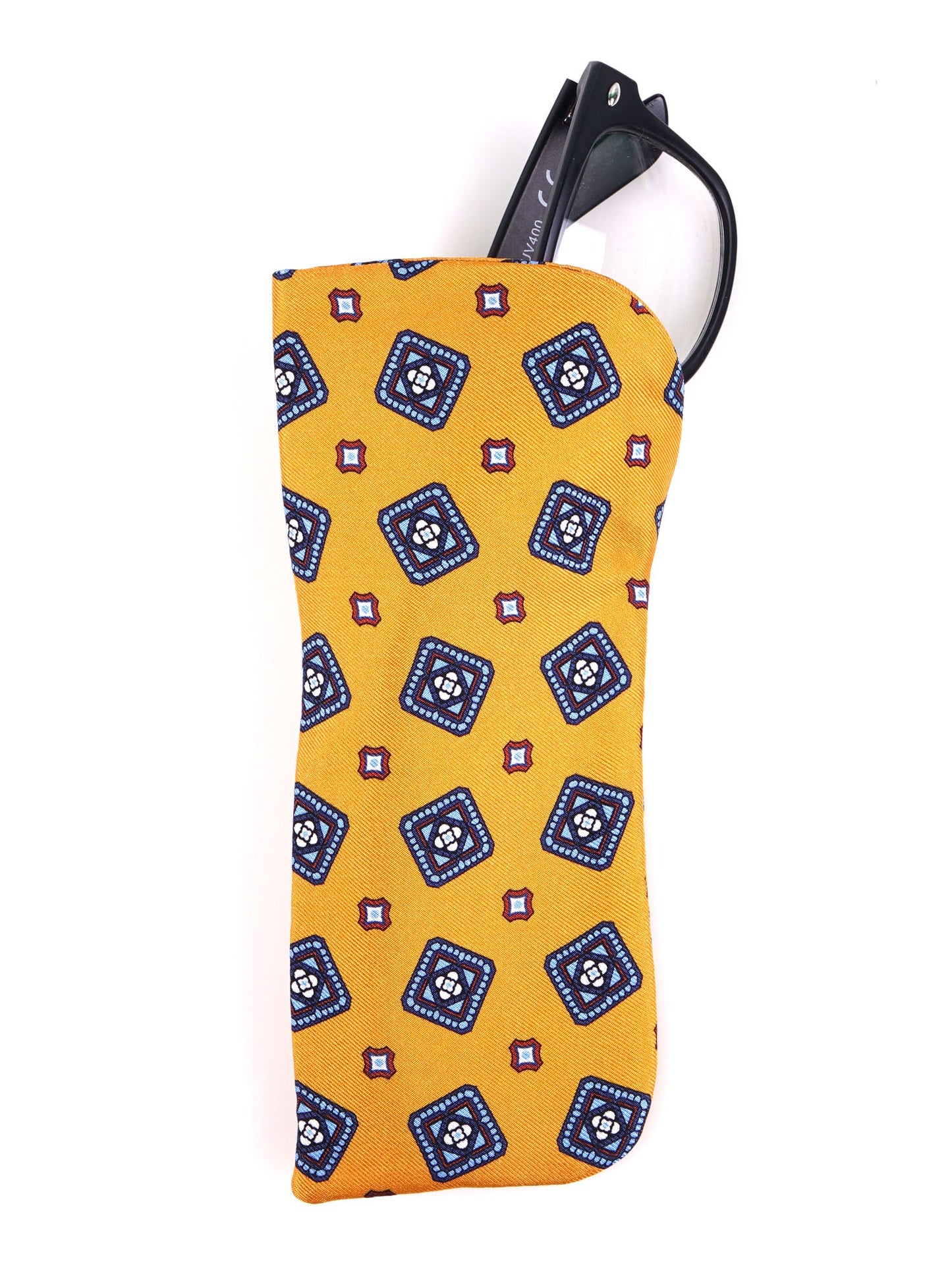 DANIELA light orange glasses case in English printed silk