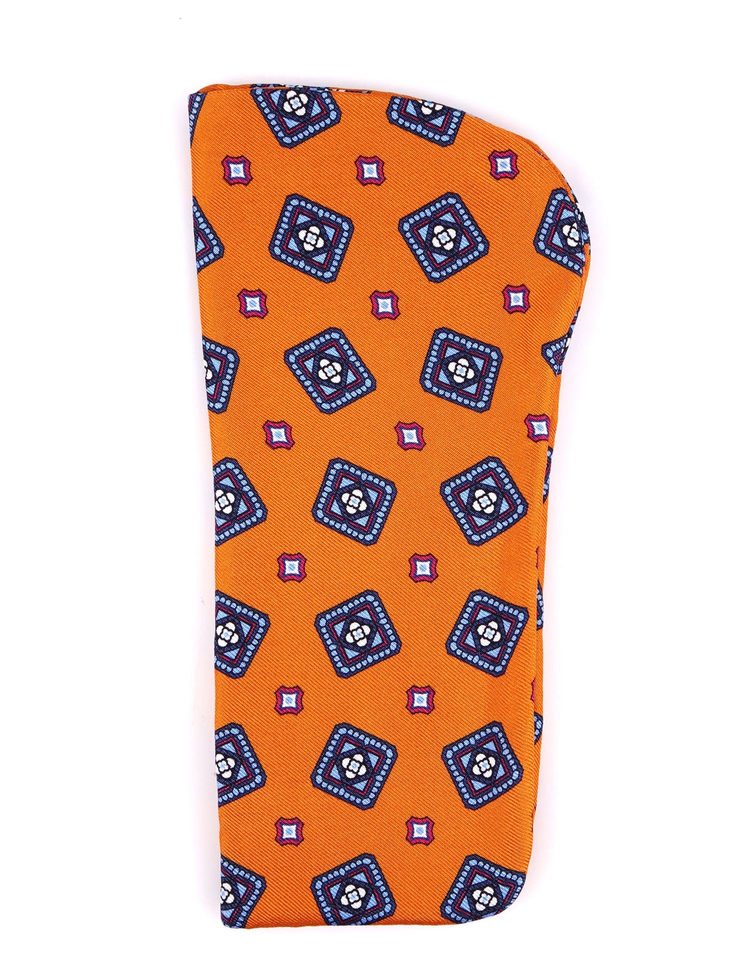 DANIELA orange glasses case in English printed silk