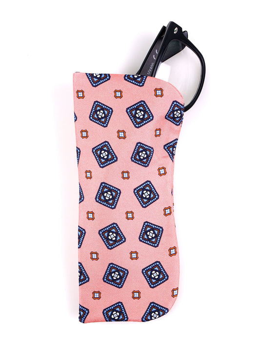 Pink glasses case DANIELA in English printed silk