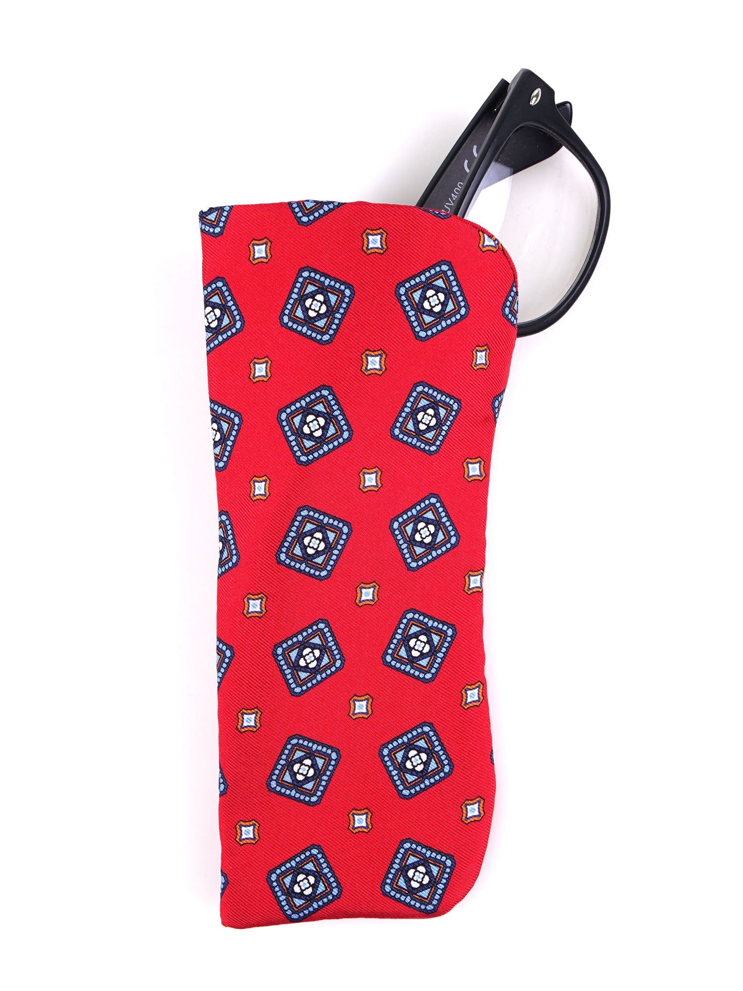 DANIELA red glasses case in English printed silk