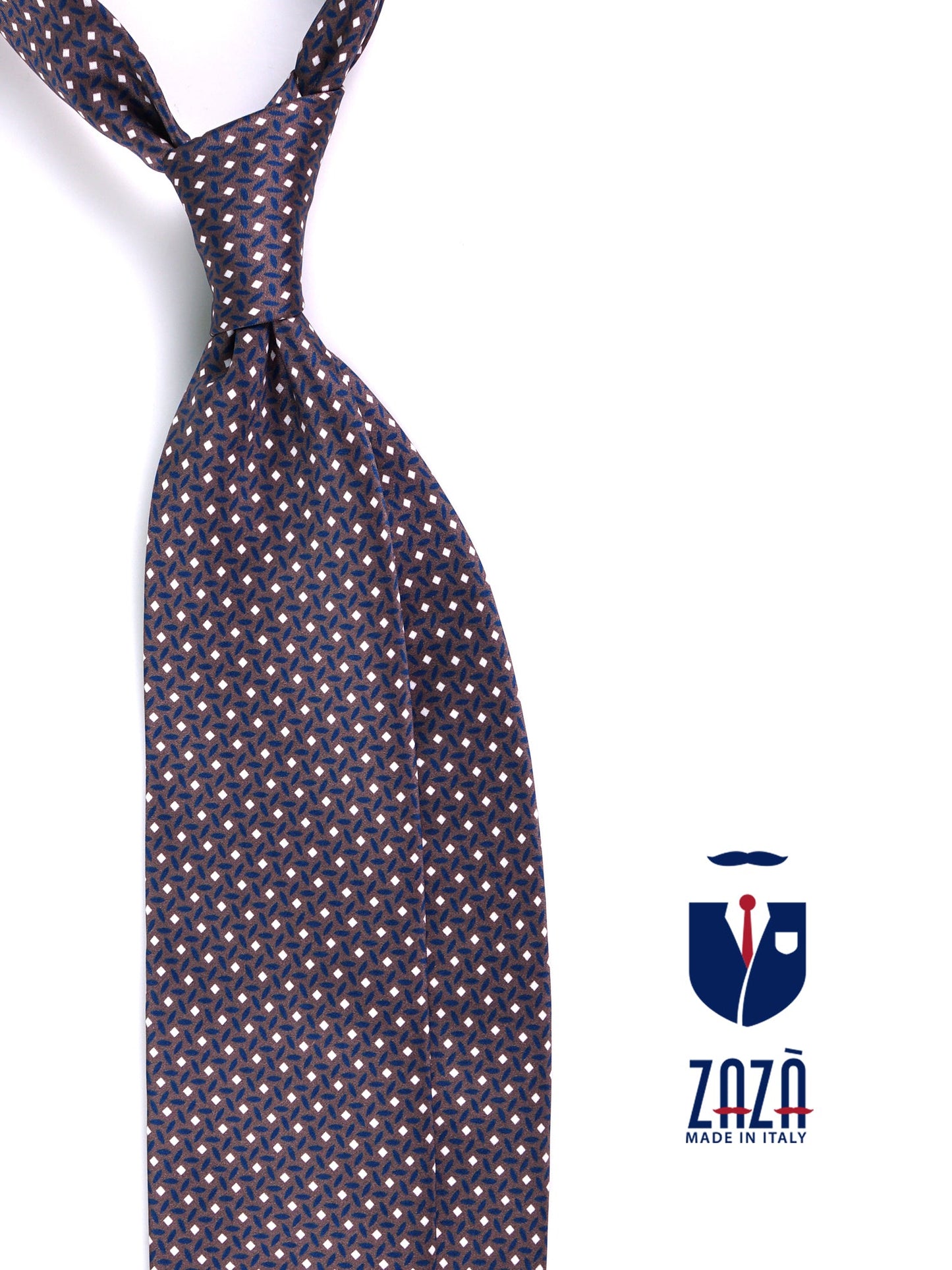 DEBHOR 3 fold tie in light brown printed silk