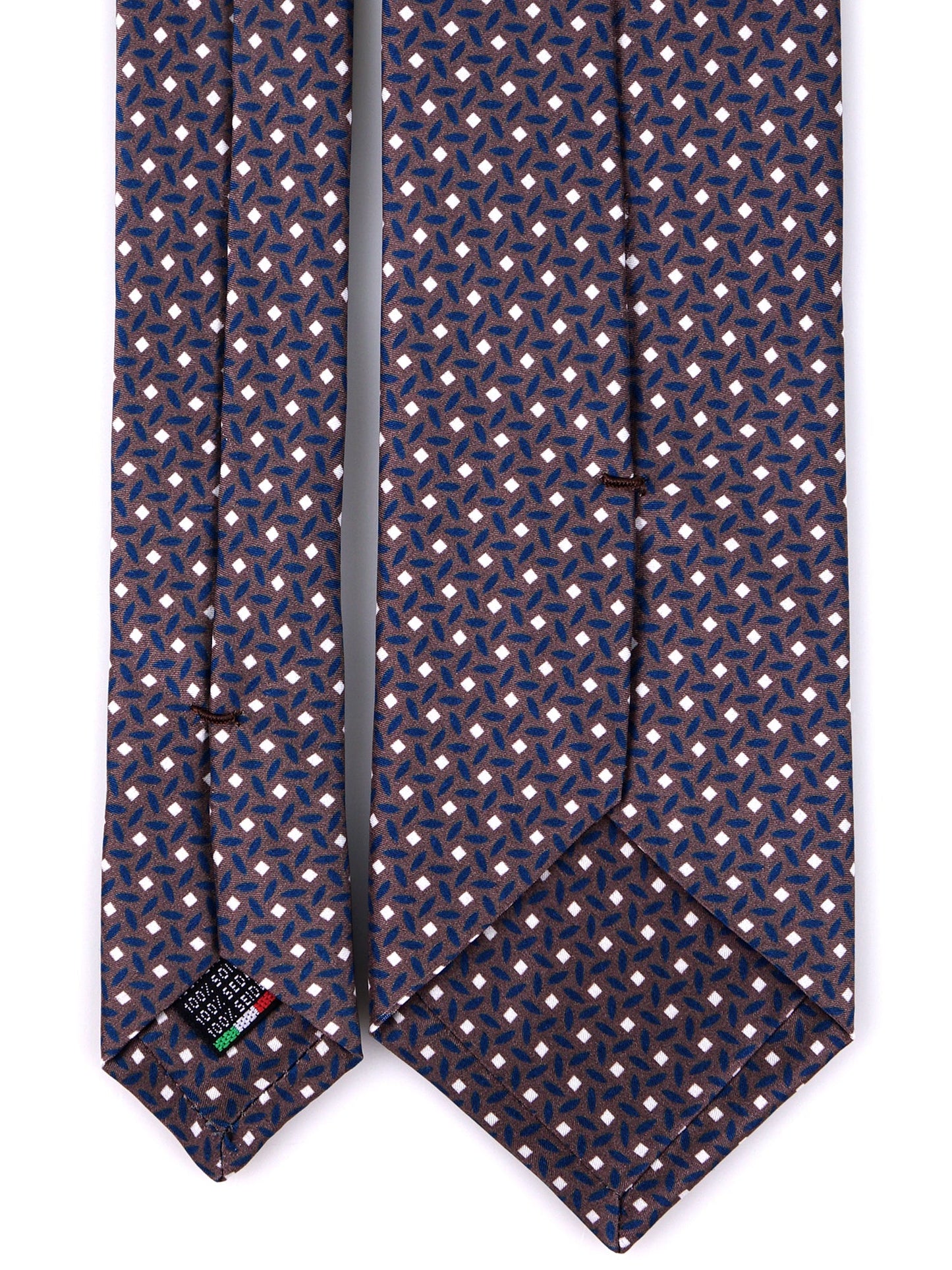 DEBHOR 3 fold tie in light brown printed silk