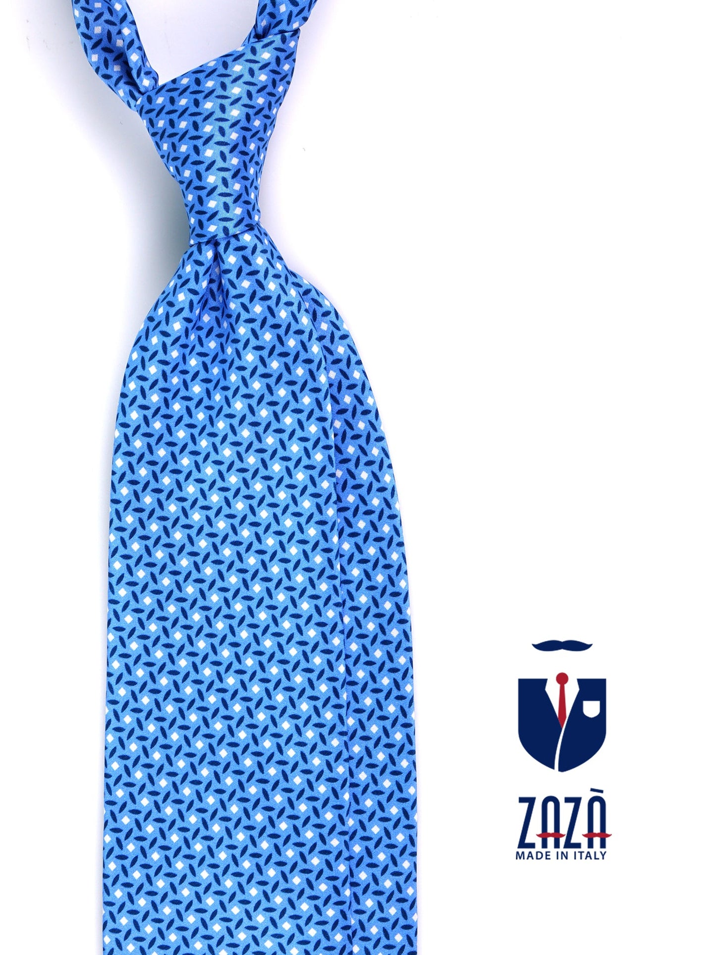 DEBHOR light blue printed silk 3-fold tie