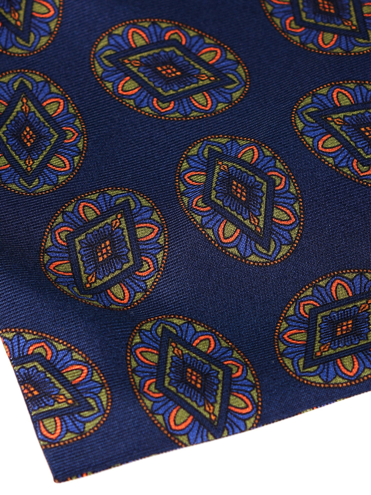 Blue printed silk double-ended ascot DEBRA
