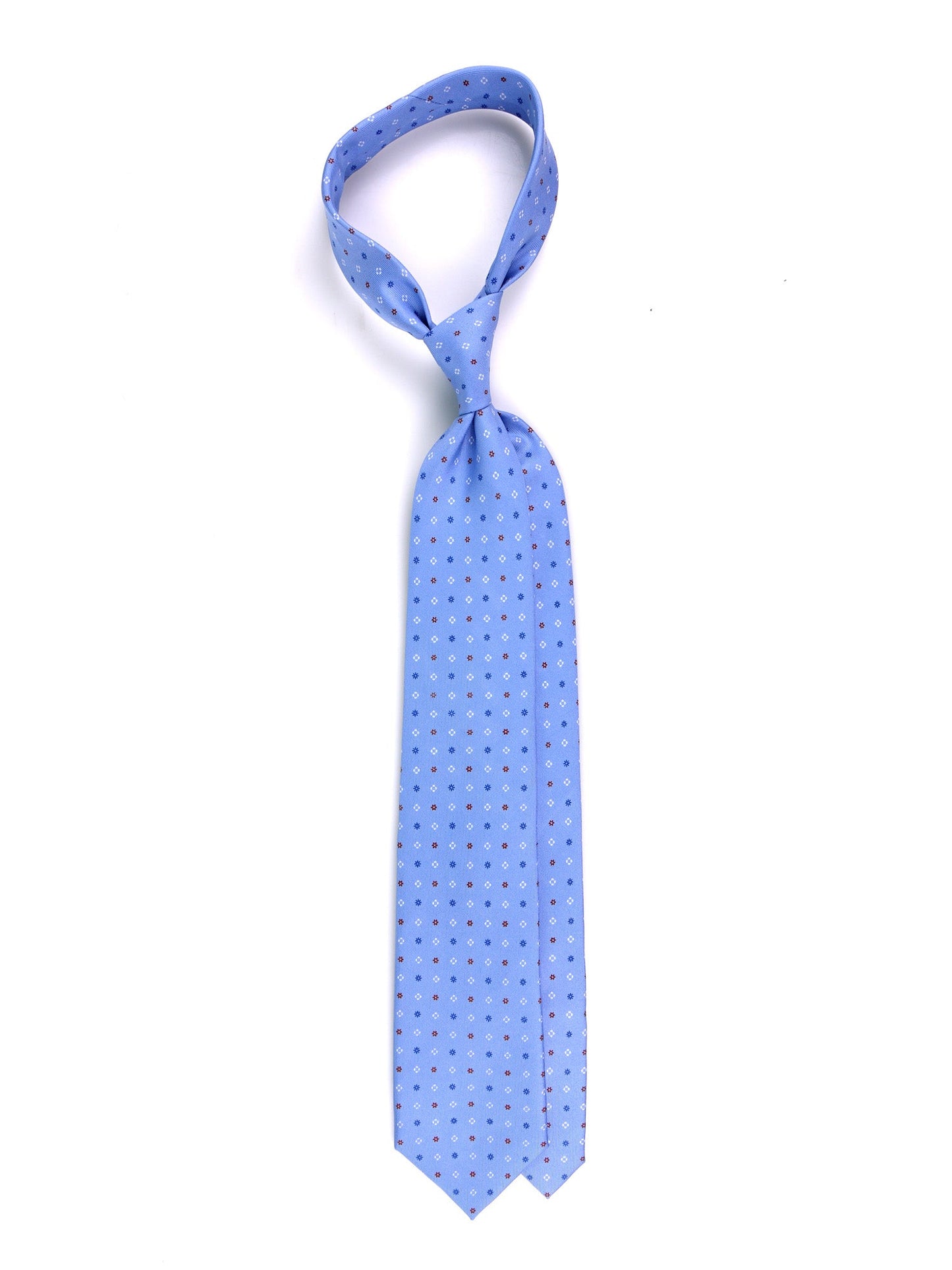 DIVE 7 Fold Tie light blue english printed silk