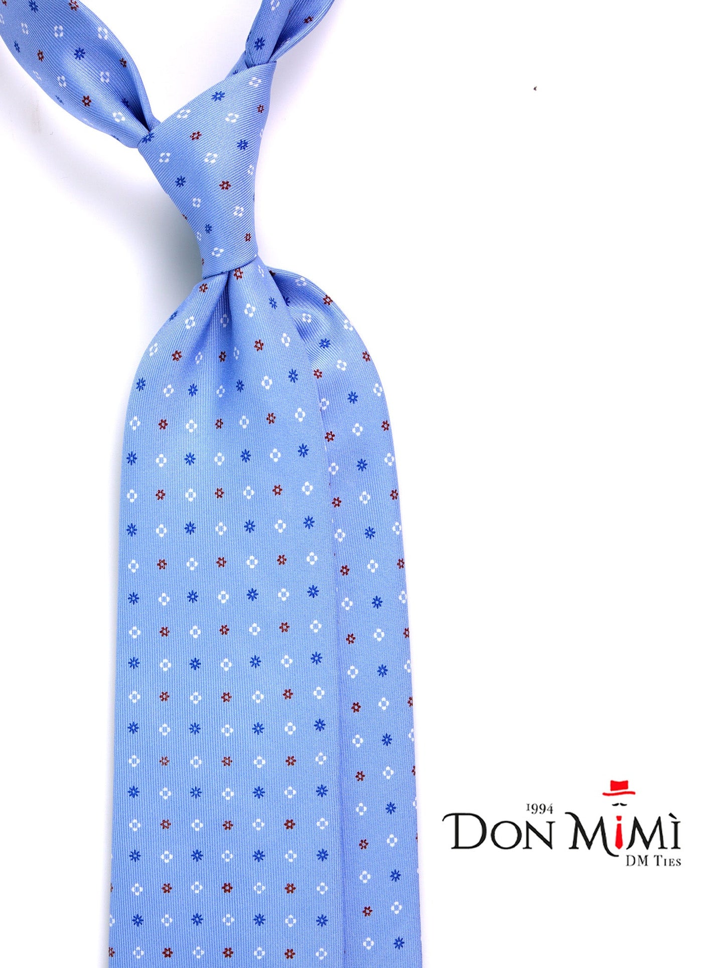 DIVE 7 Fold Tie light blue english printed silk