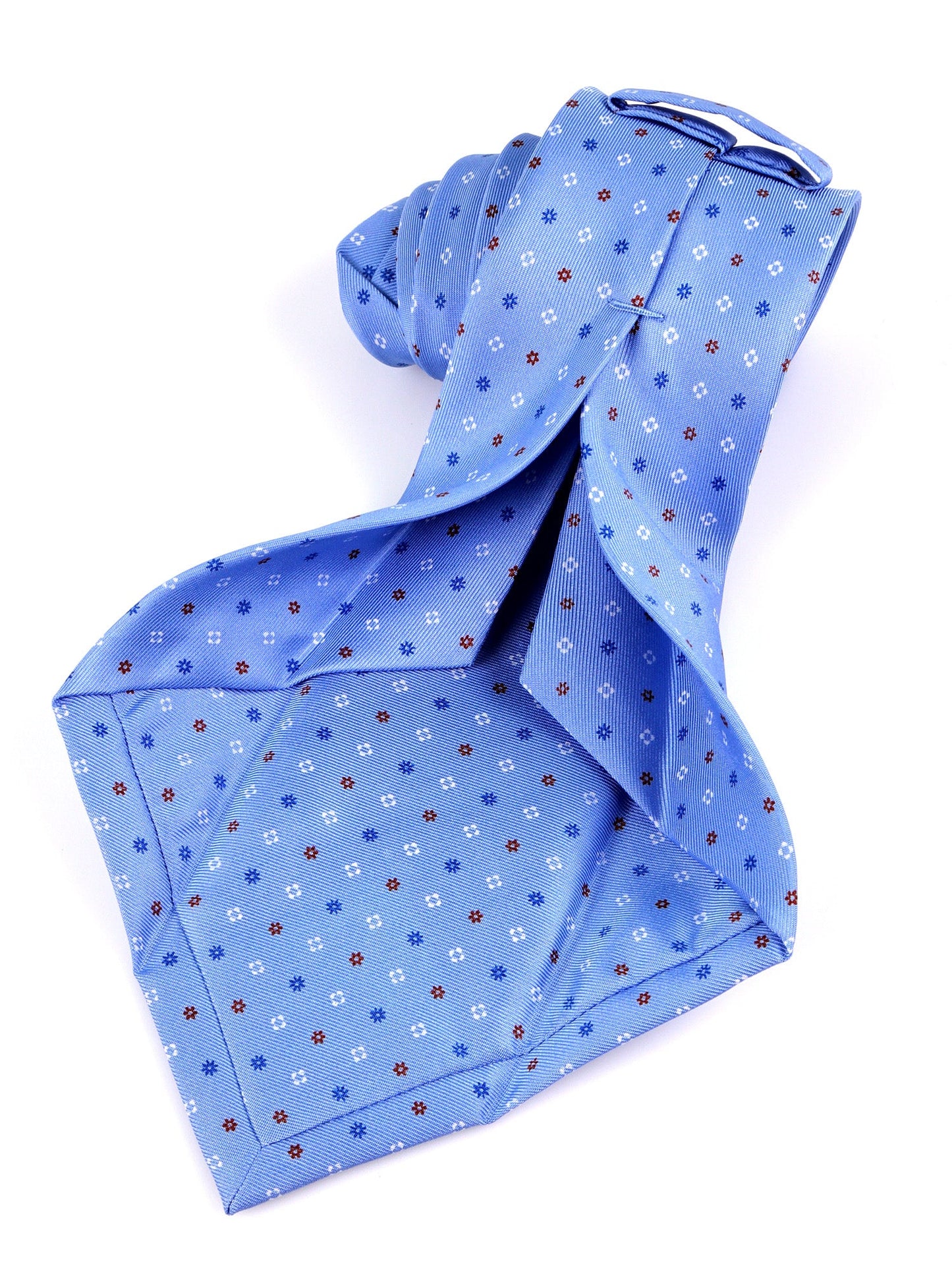 DIVE 7 Fold Tie light blue english printed silk