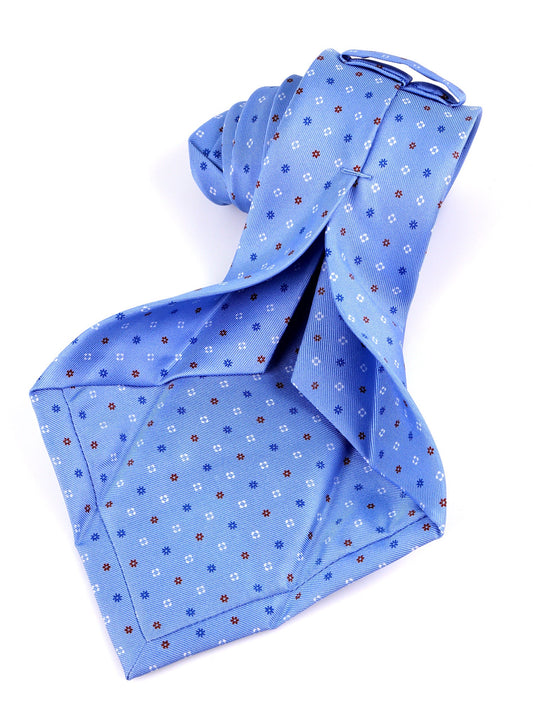 DIVE 7 Fold Tie light blue english printed silk