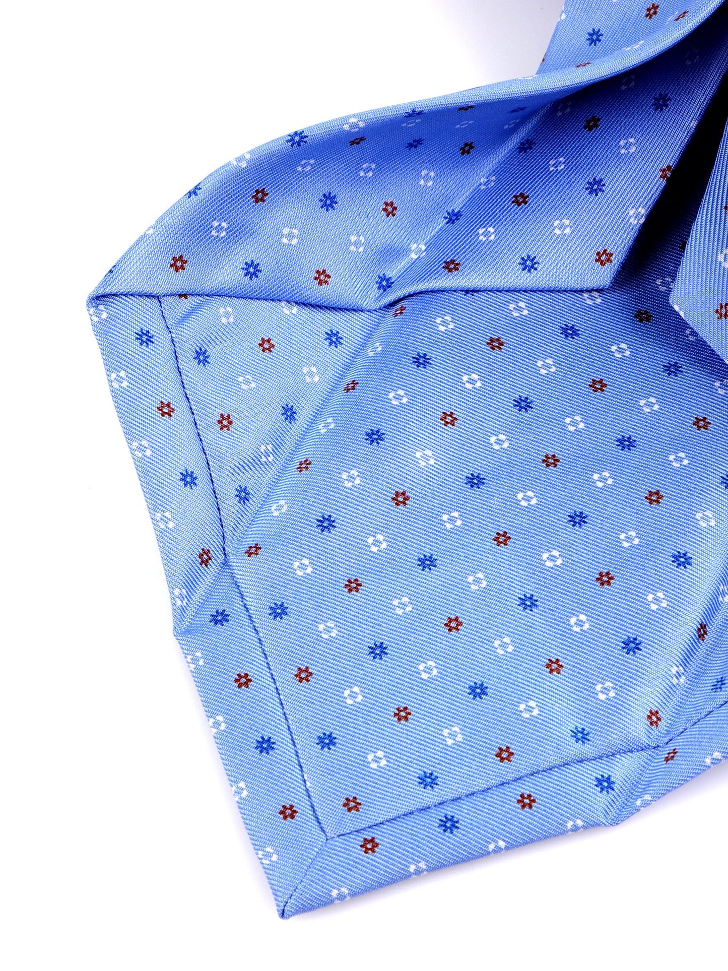 DIVE 7 Fold Tie light blue english printed silk