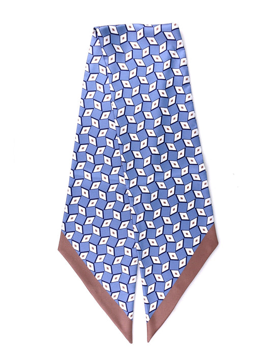 DOUG twilly foulard in aviation blue printed silk