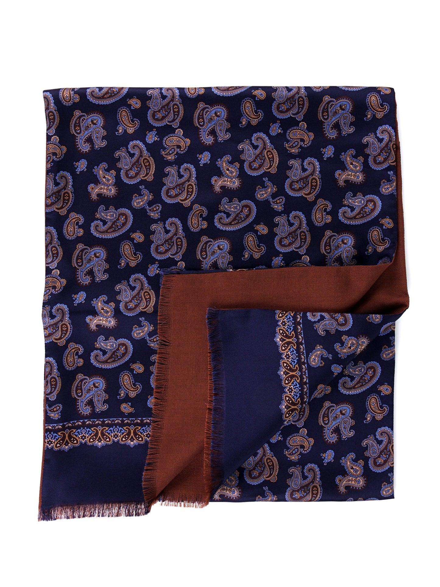 DRESSY blue printed silk/wool double-sided scarf