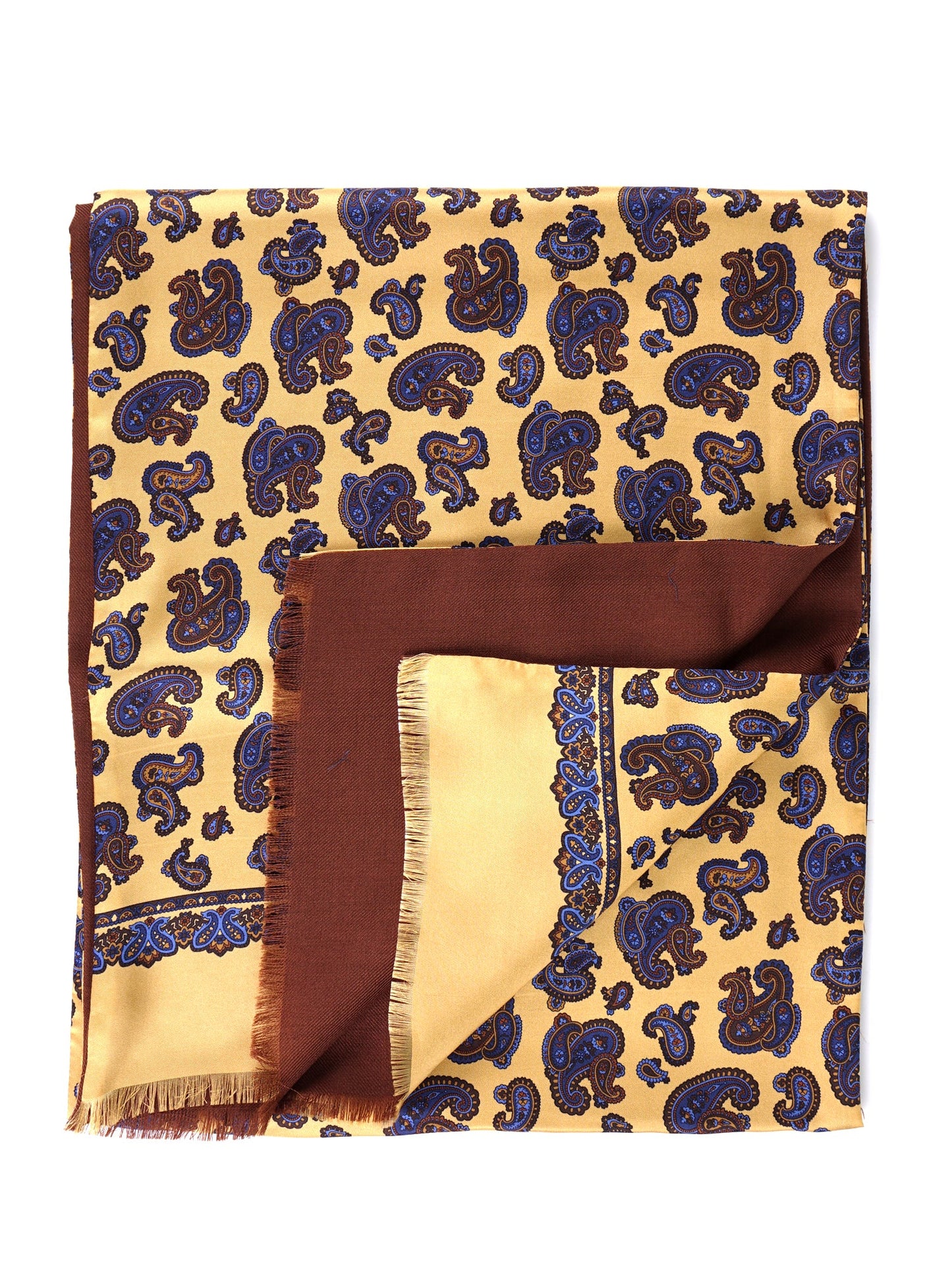 DRESSY yellow printed silk\wool double-faced scarf