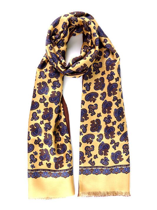 DRESSY yellow printed silk\wool double-faced scarf