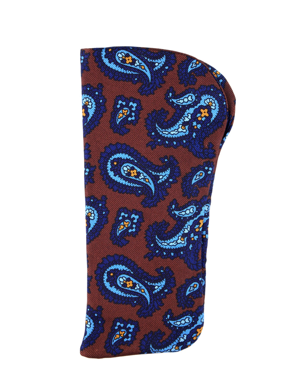 Brown English printed silk glasses case DRUPPY