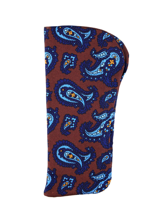 Brown English printed silk glasses case DRUPPY