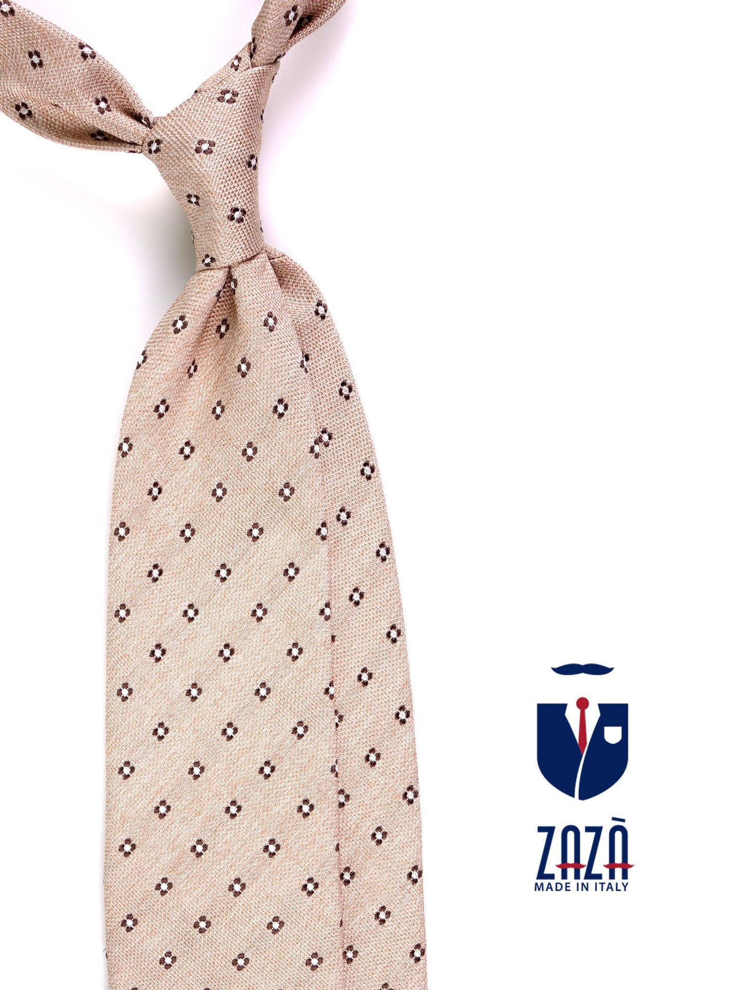 3-fold EARL silk\cotton tie Beige
