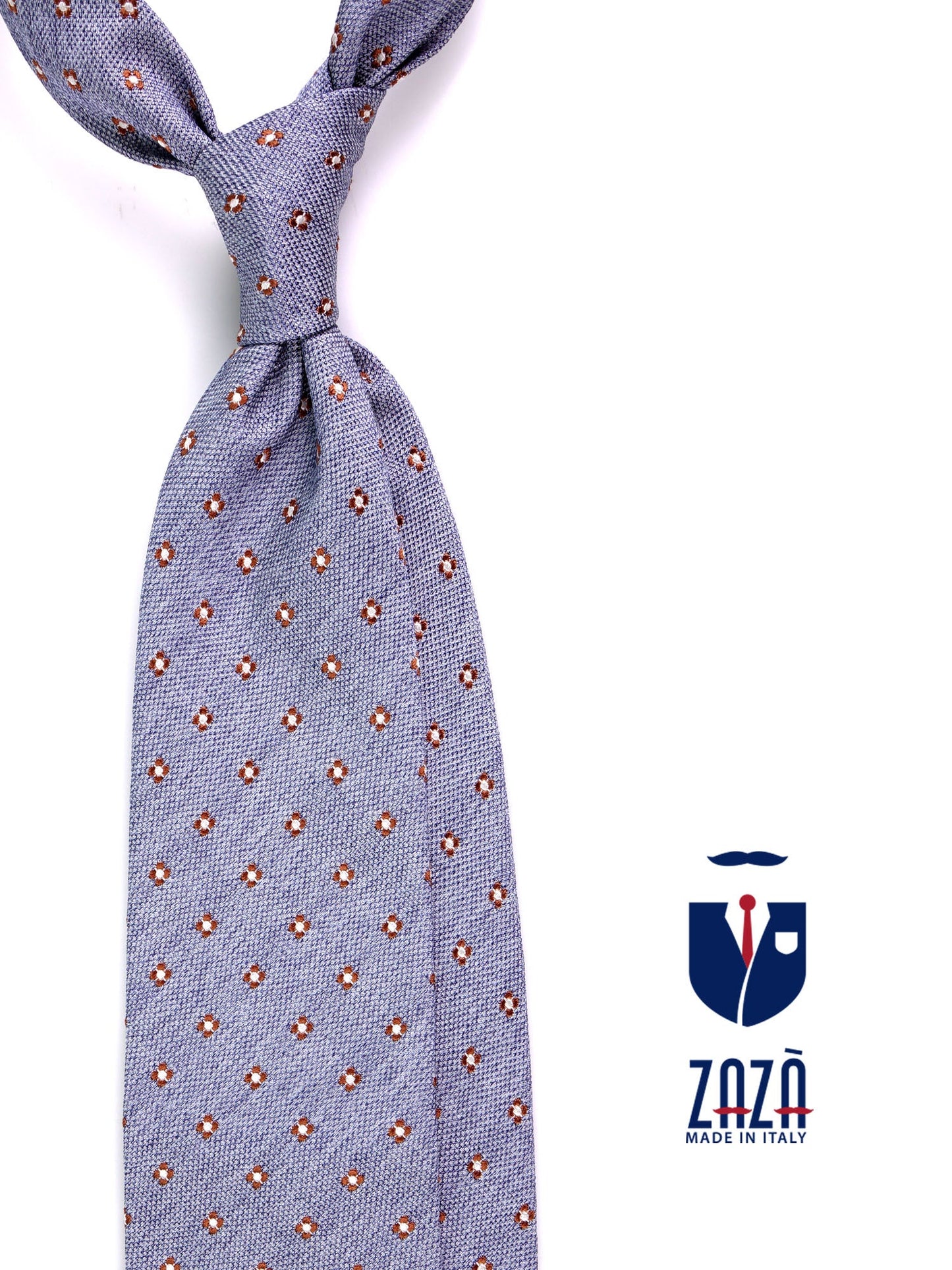 3-fold tie EARL silk\cotton light blue