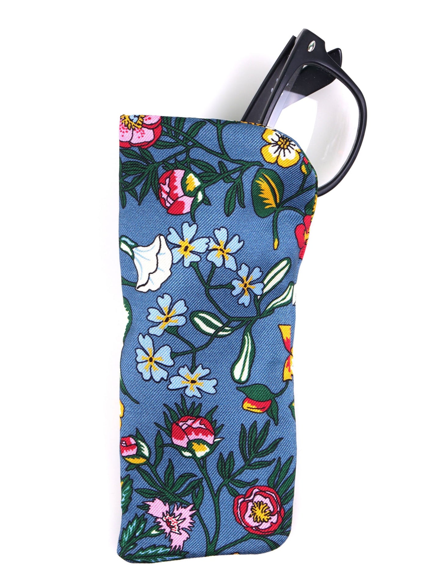 ELYSIA multicolor glasses case in English printed silk