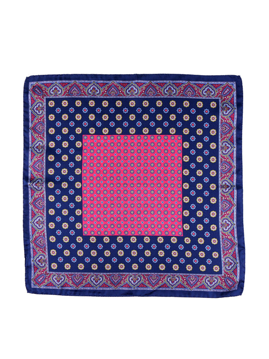 Blue XL Printed Silk Pocket Square ERSELO