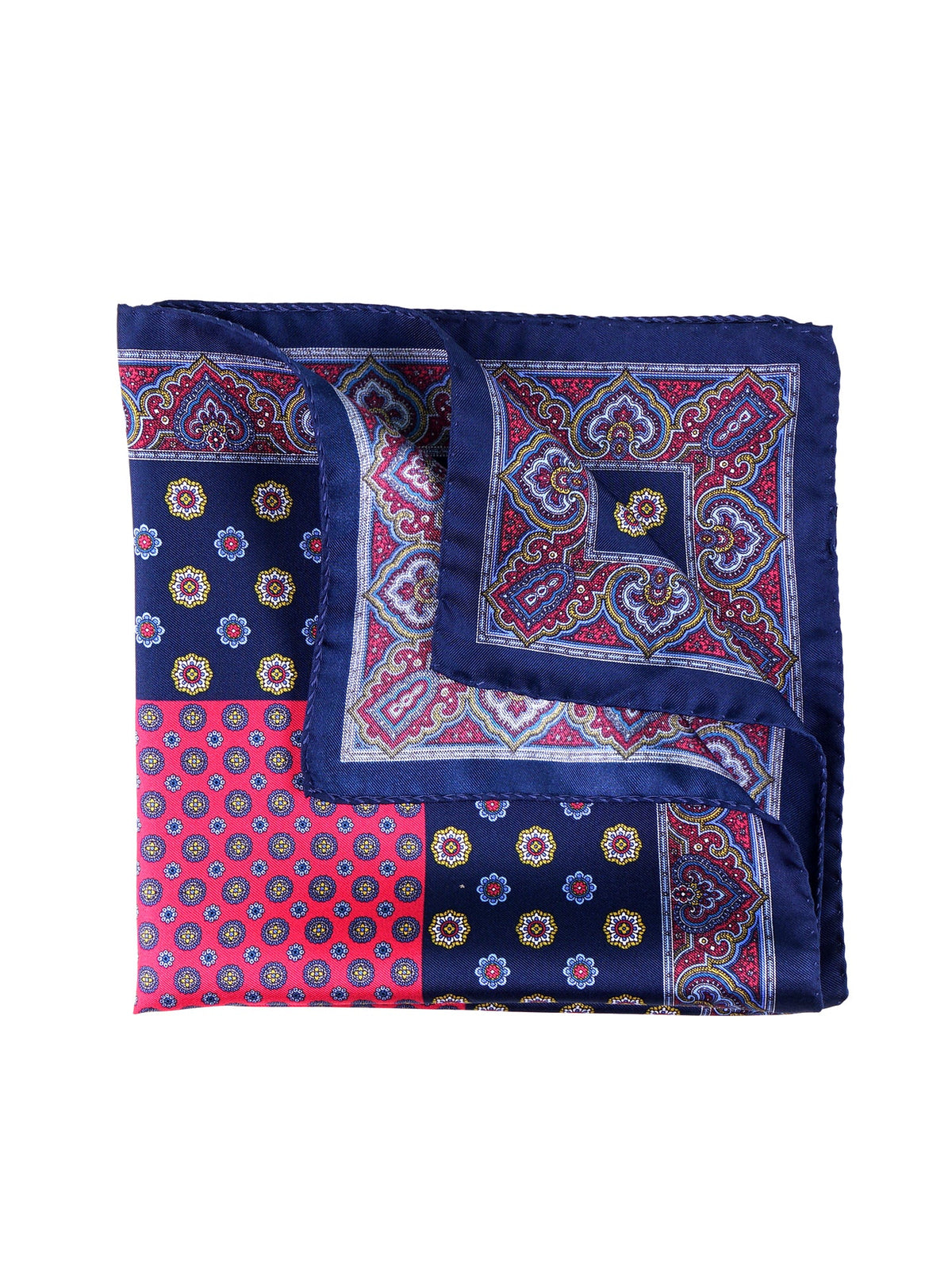 Blue XL Printed Silk Pocket Square ERSELO
