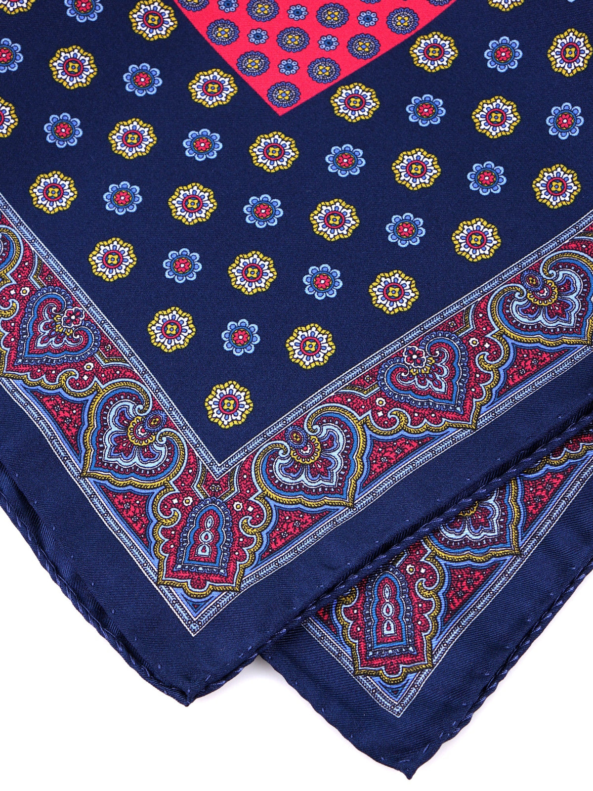 Blue XL Printed Silk Pocket Square ERSELO